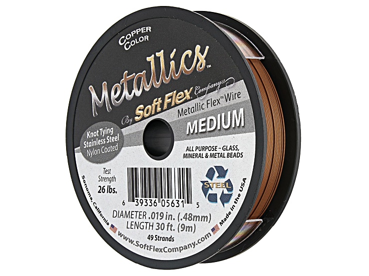 Soft Flex Bead Stringing Wire in Copper Color, Appx .019 Medium Diameter,  Appx 30ft - SFW006E