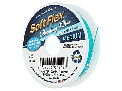 Soft Flex Bead Stringing Wire in Turquoise Color, Appx .019" Medium Diameter, Appx 10ft