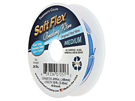 Soft Flex Bead Stringing Wire in Tanzanite Color, Appx .019" Medium Diameter, Appx 10ft