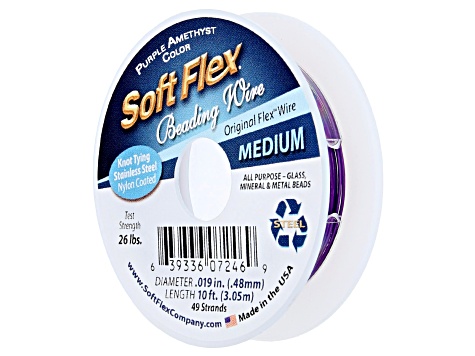 Soft Flex Bead Stringing Wire in Purple Amethyst Color, Appx .019" Medium Diameter, Appx 10ft