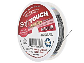 Soft Flex Soft Touch Premium Beading Wire in Satin Silver, Appx .019" Medium Diameter, Appx 30ft
