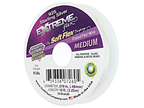 Soft Flex Extreme Bead Stringing Wire in Sterling Silver, Appx .019" Medium Diameter, Appx 10ft