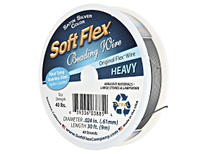 Soft Flex Beading Wire in Satin Silver Color, Appx .024" Heavy Diameter, Appx 30ft