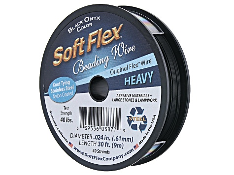 Soft Flex Beading Wire in Black Onyx Color, Appx .024" Heavy Diameter, Appx 30ft