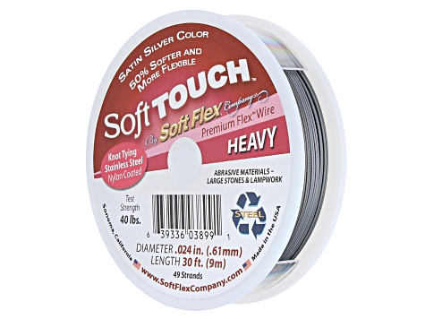 Soft Flex Soft Touch Premium Beading Wire in Satin Silver Color, Appx .024" Heavy Diameter Appx 30ft