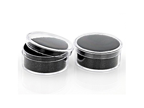 16 Round Push-Top Gem Jars in a Black Tray with Black Background