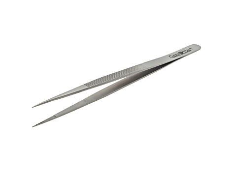 Extra Fine Tip Stainless Steel Gemstone Tweezers With Silver Tone Finish