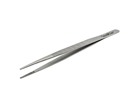 6 1/4 inch X-Large Tip Stainless Steel Gemstone Tweezers With Silver Tone Finish