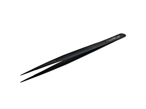 6 1/4 inch Extra Fine Tip Stainless Steel Gemstone Tweezers With Black Finish