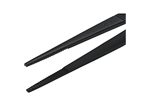 6 1/4 inch Extra Large Tip Stainless Steel Gemstone Tweezers With Black Finish