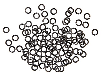 Picture of Vintaj 19 Gauge Jump Rings in Black Hematite Tone Over Brass Appx 4mm Appx 115 Pieces
