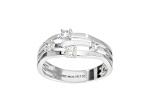 White Cubic Zirconia, Rhodium Plated Over Bronze, Multi-Row Split Shank Ring, 0.20 carat