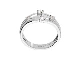 White Cubic Zirconia, Rhodium Plated Over Bronze, Multi-Row Split Shank Ring, 0.20 carat