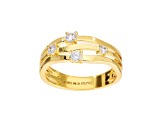 White Cubic Zirconia, 18KYellow Gold Plated Over Bronze, Multi-Row Split Shank Ring, 0.20 carat