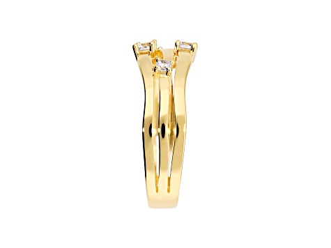 White Cubic Zirconia, 18KYellow Gold Plated Over Bronze, Multi-Row Split Shank Ring, 0.20 carat