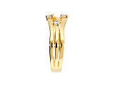 White Cubic Zirconia, 18KYellow Gold Plated Over Bronze, Multi-Row Split Shank Ring, 0.20 carat