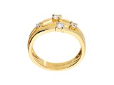 White Cubic Zirconia, 18KYellow Gold Plated Over Bronze, Multi-Row Split Shank Ring, 0.20 carat