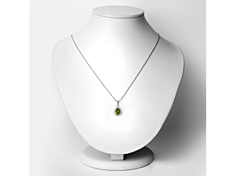 Olive Green Peridot and Lab Grown Diamond Sterling Silver Pendant with Chain 1.67ctw