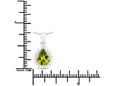 Olive Green Peridot and Lab Grown Diamond Sterling Silver Pendant with Chain 1.67ctw