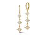 Sterling Statements 14K Yellow Gold Over Sterling Silver Cubic Zirconia Triple Star Dangle Earrings