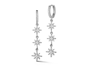Sterling Statements Rhodium Over Sterling Silver Cubic Zirconia Triple Star Dangle Earrings