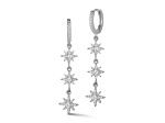 Sterling Statements Rhodium Over Sterling Silver Cubic Zirconia Triple Star Dangle Earrings