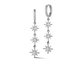 Sterling Statements Rhodium Over Sterling Silver Cubic Zirconia Triple Star Dangle Earrings
