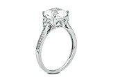 Square Cushion and Round Lab-Created White Sapphire with Diamond Accents 10K White Gold Ring 3.23ctw
