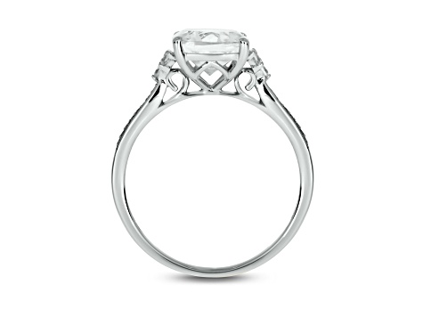 Square Cushion and Round Lab-Created White Sapphire with Diamond Accents 10K White Gold Ring 3.23ctw