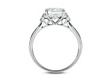 Square Cushion and Round Lab-Created White Sapphire with Diamond Accents 10K White Gold Ring 3.23ctw