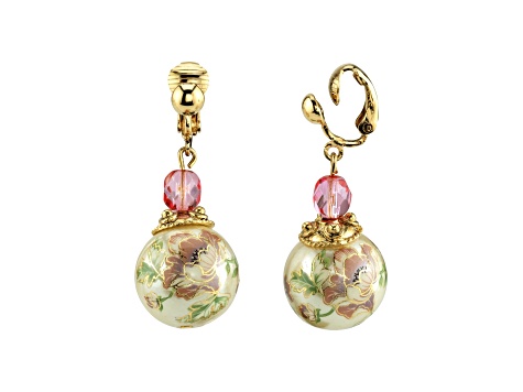 1928 Jewelry Gold Tone Flower Bead Drop Earring