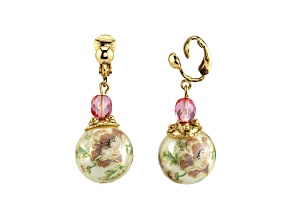 1928 Jewelry Gold Tone Flower Bead Drop Earring