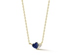 Rachel Zoe 14K Yellow Gold Over Sterling Silver 2-Stone Heart Necklace with Blue Cubic Zirconia