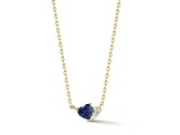 Rachel Zoe 14K Yellow Gold Over Sterling Silver 2-Stone Heart Necklace with Blue Cubic Zirconia