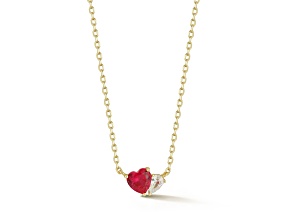 Rachel Zoe 14K Yellow Gold Over Sterling Silver 2-Stone Heart Necklace with Red Cubic Zirconia