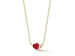 Rachel Zoe 14K Yellow Gold Over Sterling Silver 2-Stone Heart Necklace with Red Cubic Zirconia