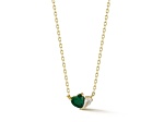 Rachel Zoe 14K Yellow Gold Over Sterling Silver 2-Stone Heart Necklace with Green Cubic Zirconia