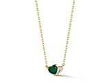 Rachel Zoe 14K Yellow Gold Over Sterling Silver 2-Stone Heart Necklace with Green Cubic Zirconia