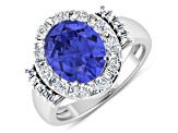 4.26ctw Violet Tanzanite and Diamond 14K White Gold Halo Ring