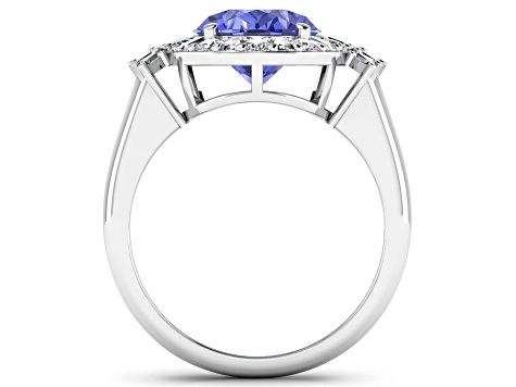 4.26ctw Violet Tanzanite and Diamond 14K White Gold Halo Ring