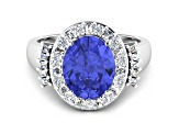 4.26ctw Violet Tanzanite and Diamond 14K White Gold Halo Ring