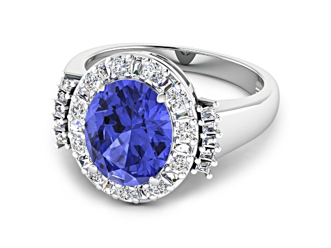 4.26ctw Violet Tanzanite and Diamond 14K White Gold Halo Ring