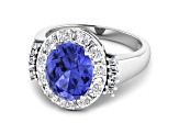 4.26ctw Violet Tanzanite and Diamond 14K White Gold Halo Ring