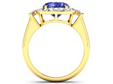 4.26ctw Violet Tanzanite and Diamond 14K Yellow Gold Halo Ring