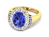 4.26ctw Violet Tanzanite and Diamond 14K Yellow Gold Halo Ring