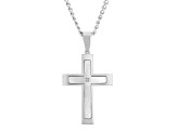 Stainless Steel and Diamond Accent Stacked Cross Pendant With Chain
