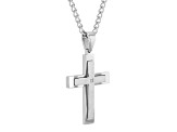 Gunmetal Stainless Steel and Diamond Accent Stacked Cross Pendant With Chain