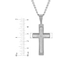 Gunmetal Stainless Steel and Diamond Accent Stacked Cross Pendant With Chain