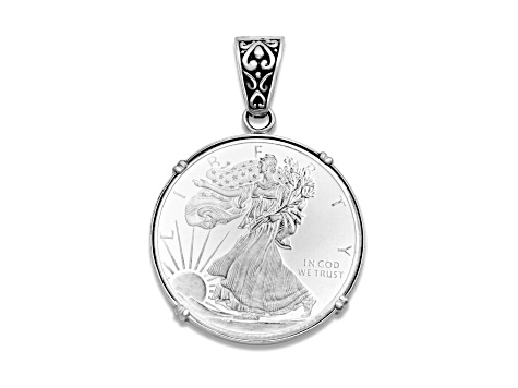 Silver Treasures by Samuel B. Silver/18k Gold Accent 1/4 oz Walking Liberty Round Pendant