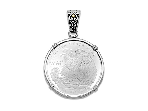 Silver Treasures by Samuel B. Silver/18k Gold Accent 1/4 oz Walking Liberty Round Pendant